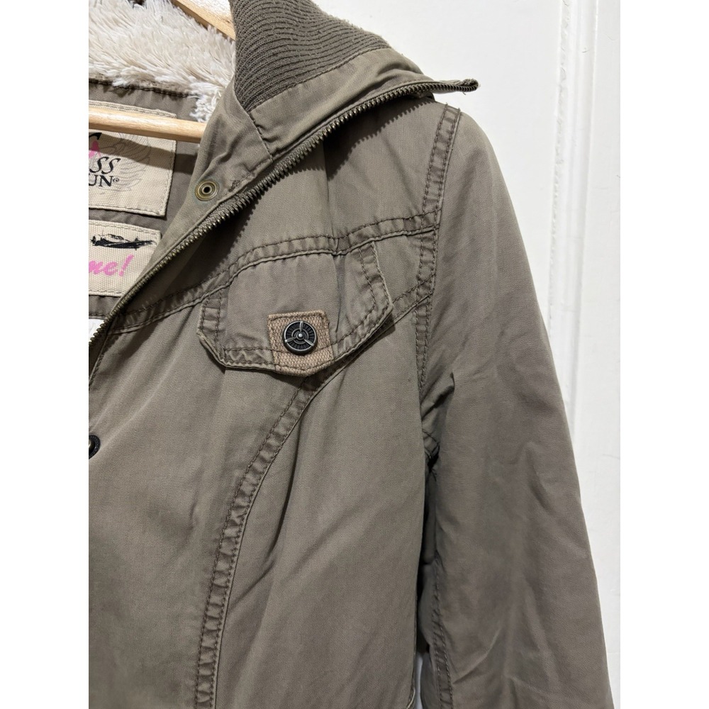 Miss Top Gun Utility Parka Jacket Green Pinup Lined Hood‎ Shearling Size XS - Picture 7 of 10